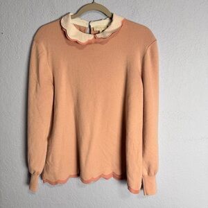 Ted Baker London Pink Lheo Scallop Detail Wool Cashmere Blend Sweater 4 (US 10)